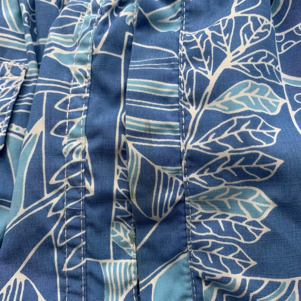 Tori Richard Swim Shorts Mens Medium Blue Hawaiian Tiki Lined Bathing Suit Flaws
